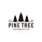Evergreen hemlock spruce conifer coniferous cypress larch pine pinus tree forest retro vintage hipster line art logo
