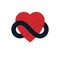 Everlasting Love concept, vector symbol created with infinity lo