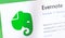 Evernote logo app on the screen notebook. Evernote is a web service