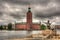 Evert Taube Monument and Stockholm city hall