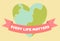 Every life matters poster. Heart shape with ribbon. Pastel colors, retro style. Vector illustration.