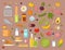 Everyday food common goods organic products we get by shopping in supermarket vector illustration.