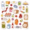 Everyday food icons patchwork vector.