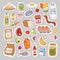 Everyday food icons patchwork vector.