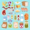 Everyday food icons patchwork vector.