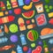 Everyday food products seamless pattern background