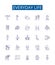 Everyday life line icons signs set. Design collection of StandardizeDaily, Routines, Mundane, Habits, Usual, Activities