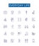 Everyday life line icons signs set. Design collection of StandardizeDaily, Routines, Mundane, Habits, Usual, Activities