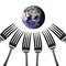 Everyone will be looking to feed the world, Silver fork with world, Elements of this image furnished by NASA