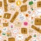 Everything is packed and delivered on time, vector seamless pattern