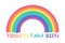 Everything will be fine in spanish. Todo estara bien. Inspirational text to overcome coronavirus pandemic. Simple Rainbow and