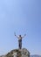 Evia Island, Greece. April 2020:  Tourists climb the mountains on a Hiking trail in the forest in the Dirfis mountains on the Gree