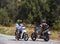 Evia Island, Greece. September 2019: Motorcyclists on motorcycle lessons in auto-Moto school in Greece