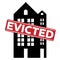 Evicted stamp with house icon, concept design. Icon for bankruptcy concept design. Evicted sign. Isolated vector