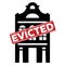 Evicted stamp with house icon, concept design. Icon for bankruptcy concept design. Evicted sign. Isolated vector