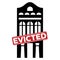 Evicted stamp with house icon, concept design. Icon for bankruptcy concept design. Evicted sign. Isolated vector