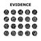 evidence crime police scene board icons set vector