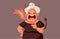 Evil Angry Mother-in-Law Screaming Vector Cartoon Illustration