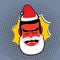 Evil Angry Santa Claus. Red with anger person Swears and shouts.