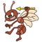 Evil bee flying insects with angry faces ready to attack, doodle icon image kawaii