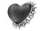 Evil black heart covered leather and metallick ring with thorns.