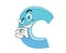 Evil cartoon illustration of Blue C letter