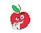 Evil cartoon illustration of Red apple pixelated fruit graphic