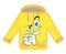 Evil cartoon illustration of yellow rain coat