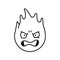 Evil character in the form of fire color line icon. Mascot of emotions.