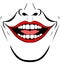 Evil clown / Creepy clown or horror clown, clown horror smiley face. Clown mouth, Joker Smile for hallowen. illustration