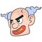 Evil clown emoticon head. doodle icon image