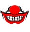 Evil Clown face with red lips and nose / Creepy clown or horror clown, clown horror smiley face. Clown mouth, Joker Smile for Hall