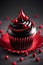 evil cupcake made of black-dripping ink generated by ai