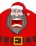 Evil dark Santa Claus shouts. Black beard and mustache and Belt