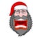 Evil dark Santa Claus shouts. Black beard and mustache. Negativ