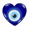 Evil eye amulet. Blue oriental protection talisman. Turkish and greek symbol of protection. Glass heart nazar vector