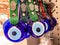 The evil eye Hamsa, a charm made to ward off the evil eye and protect the person wearing it. Traditional Muslim decoration in