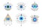 Evil eye icon vector set. Colorful Eye of providence and esoteric symbols. Magic signs for tarot cards. Witchcraft