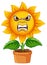 Evil facial expression sunflower cartoon character