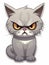 Evil grey cat sticker in cartoon style isolated isolated, AI