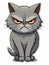 Evil grey cat sticker in cartoon style isolated isolated, AI