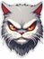 Evil grey cat sticker in cartoon style isolated isolated, AI