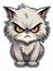 Evil grey cat sticker in cartoon style isolated isolated, AI