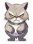 Evil grey cat sticker in cartoon style isolated isolated, AI