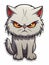 Evil grey cat sticker in cartoon style isolated isolated, AI