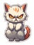 Evil grey cat sticker in cartoon style isolated isolated, AI