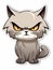 Evil grey cat sticker in cartoon style isolated isolated, AI