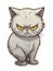 Evil grey cat sticker in cartoon style isolated isolated, AI