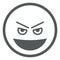 Evil grin face icon. Wicked smiling emoji