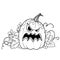 Evil grin lantern from pumpkin color and outlined for coloring page